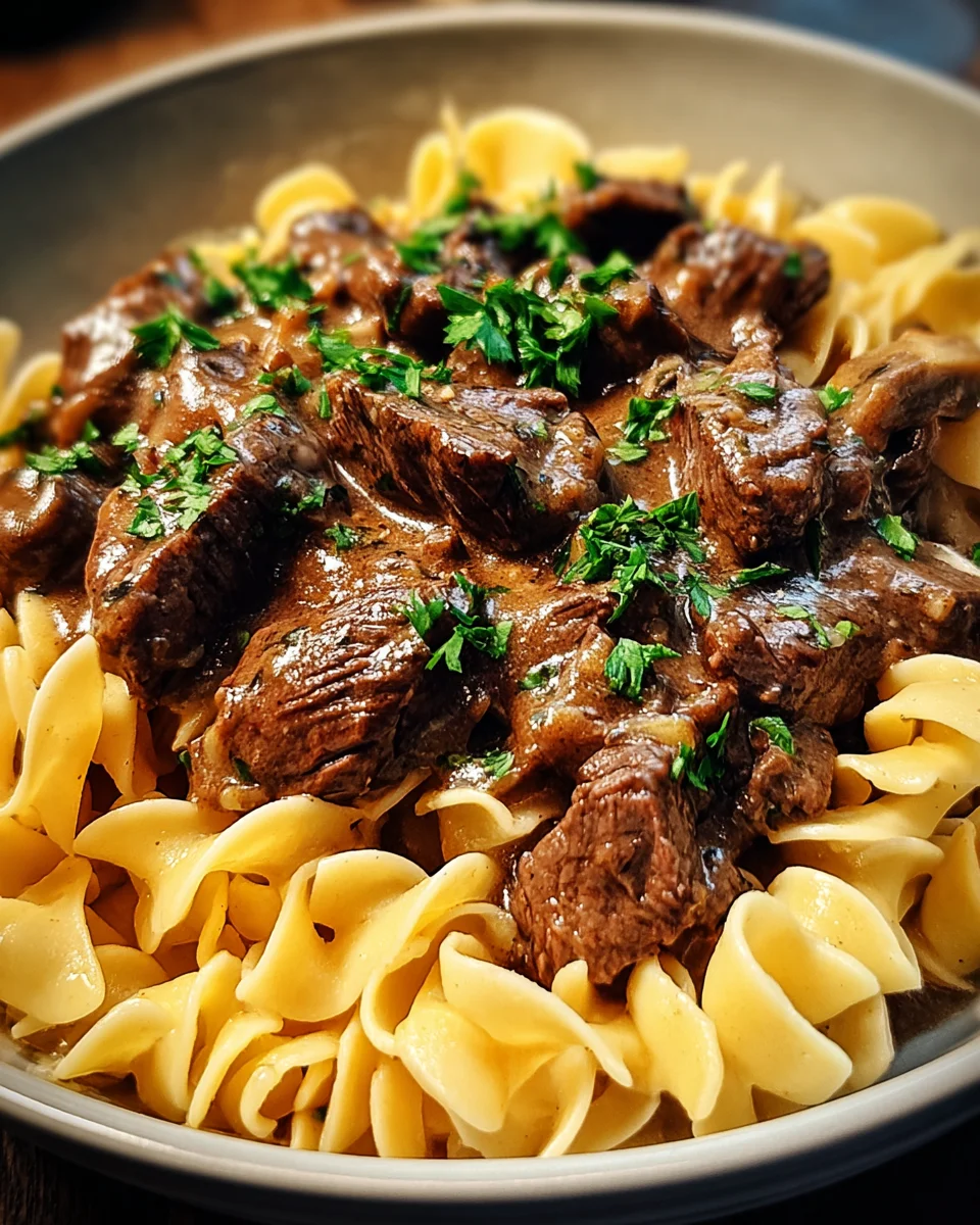 Beef Stroganoff with Egg Noodles