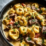 Cheesesteak Tortellini in Creamy Provolone Sauce