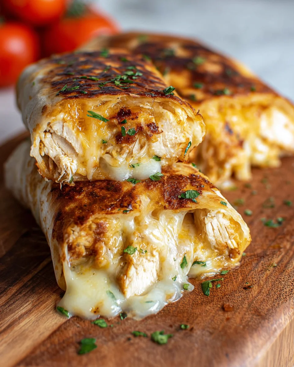 Cheesy Garlic Chicken Wraps