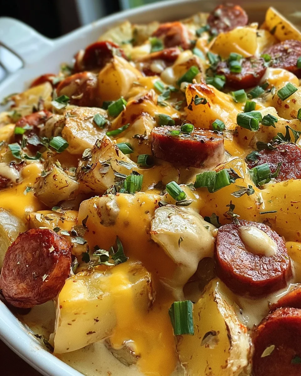 Cheesy Ranch Potatoes and Smoked Sausage