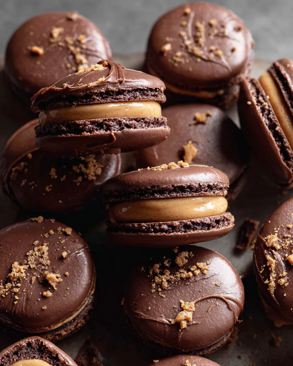 Chocolate Peanut Butter Macarons