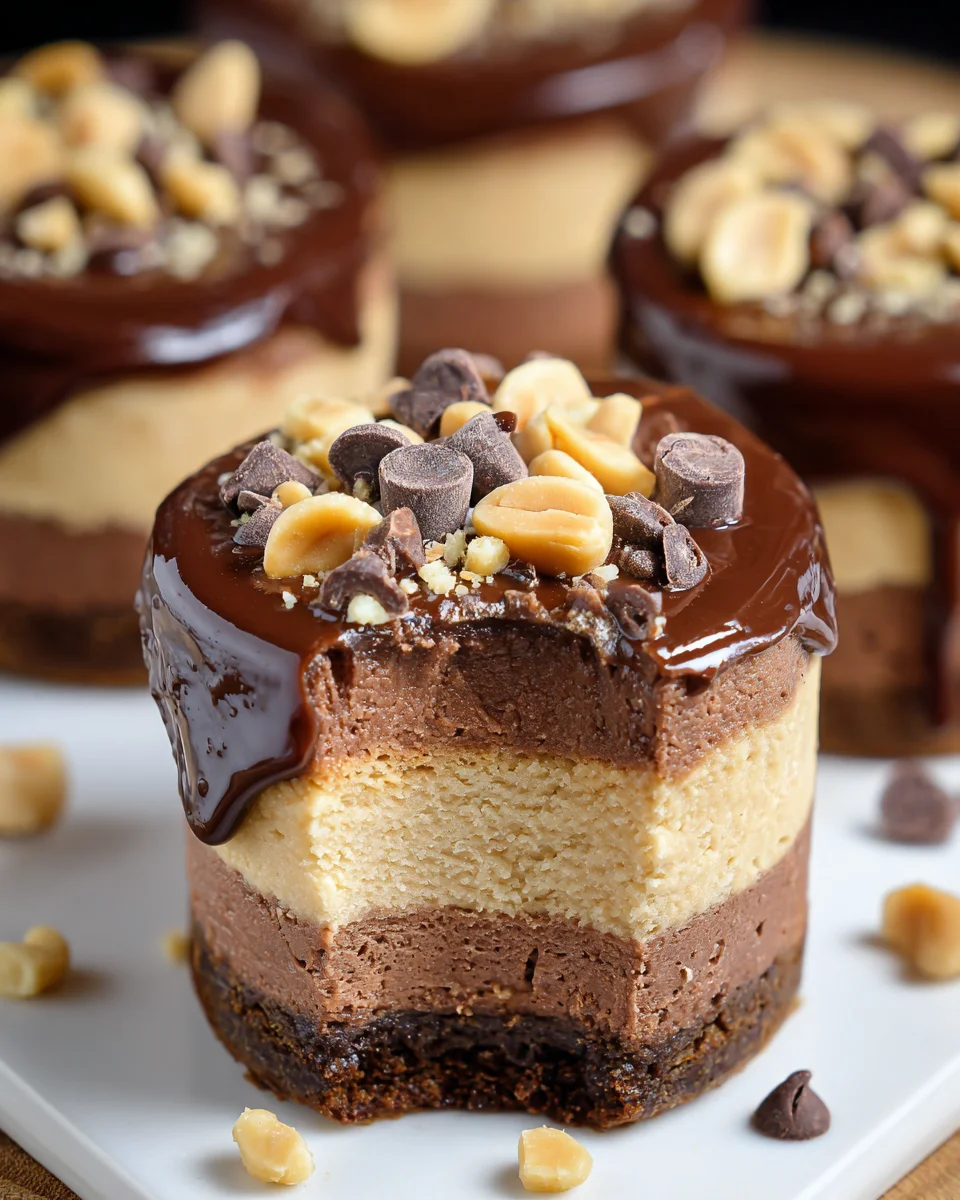 Chocolate Peanut Butter Mini Cheesecakes