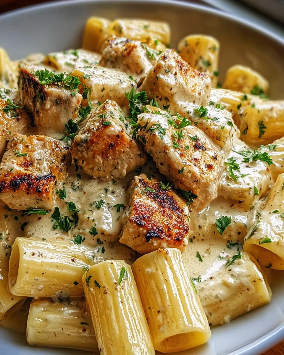 Creamy Garlic Butter Chicken and Rigatoni in Parmesan Sauce 20 Creamy