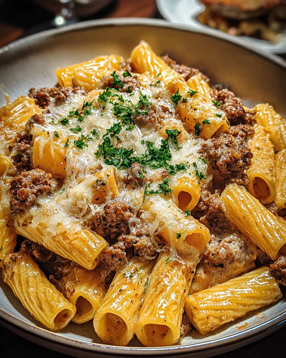 Creamy Parmesan Beef Rigatoni