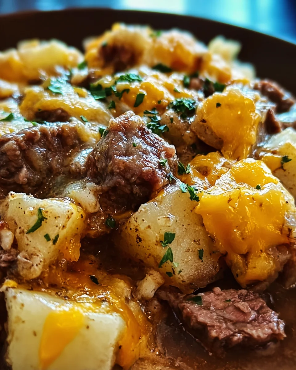 Crockpot Loaded Steak and Potato Bake Recipe