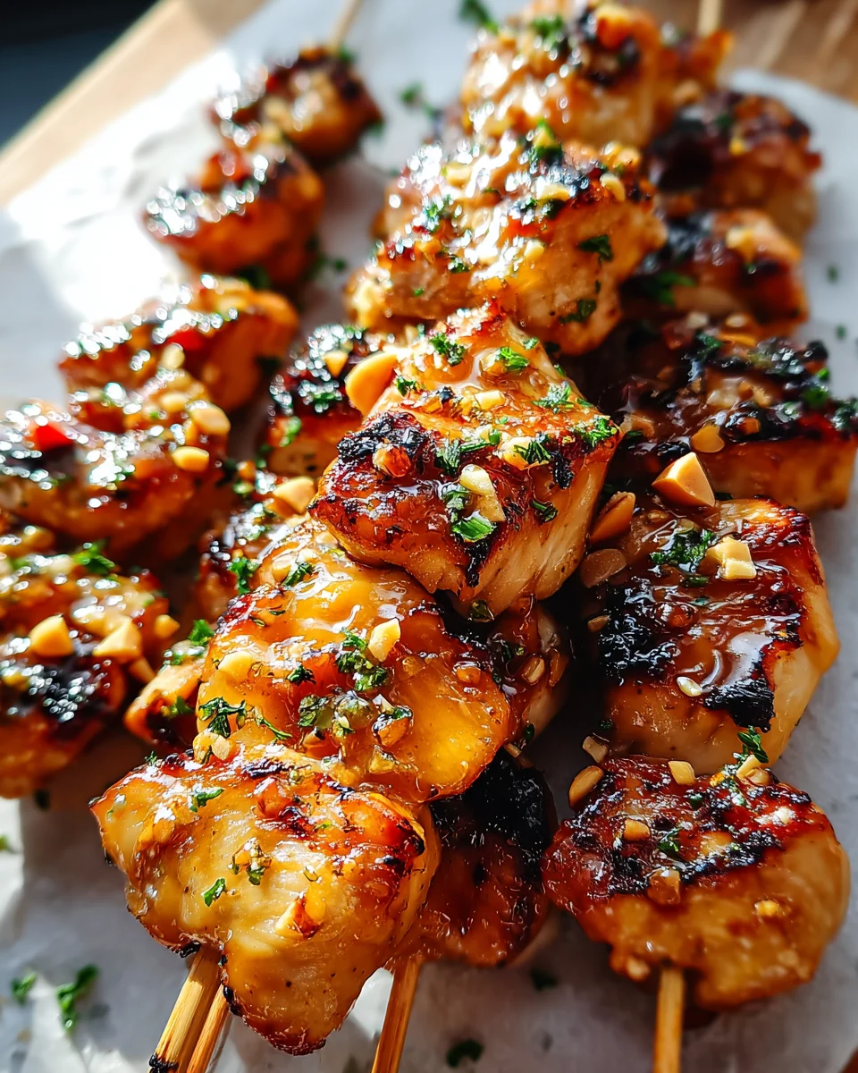 Easy Grilled Asian Chicken Skewers with Honey Garlic Sauce