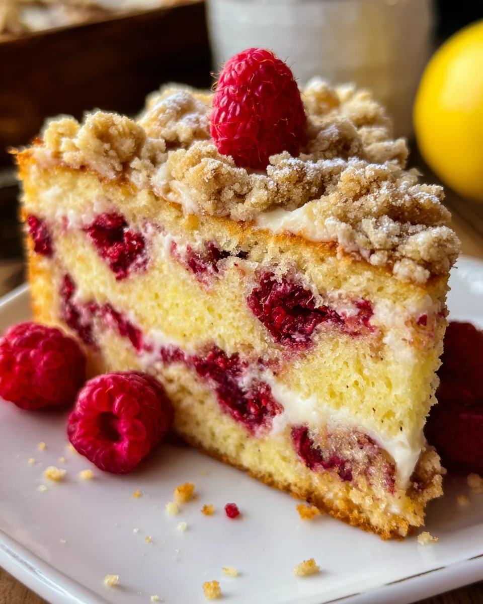 Easy Lemon Raspberry Cake with Crumb Topping