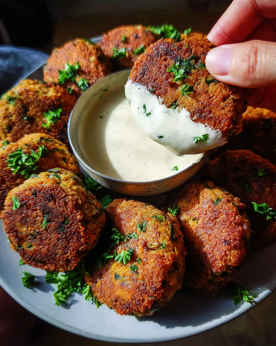 Easy Lentil Patties (with Lemon Tahini Dip)