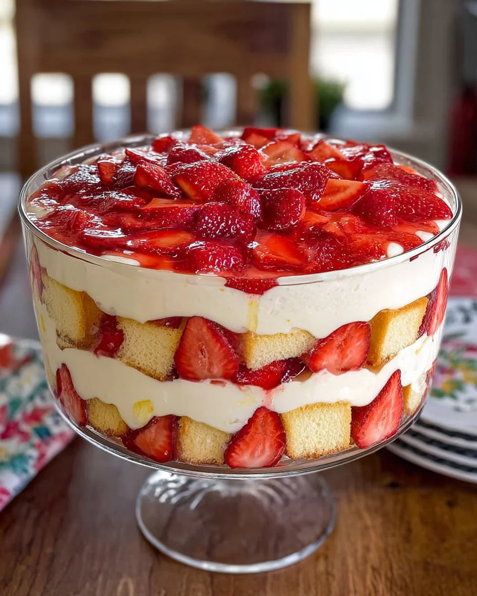 Easy Strawberry Trifle with Pound Cake