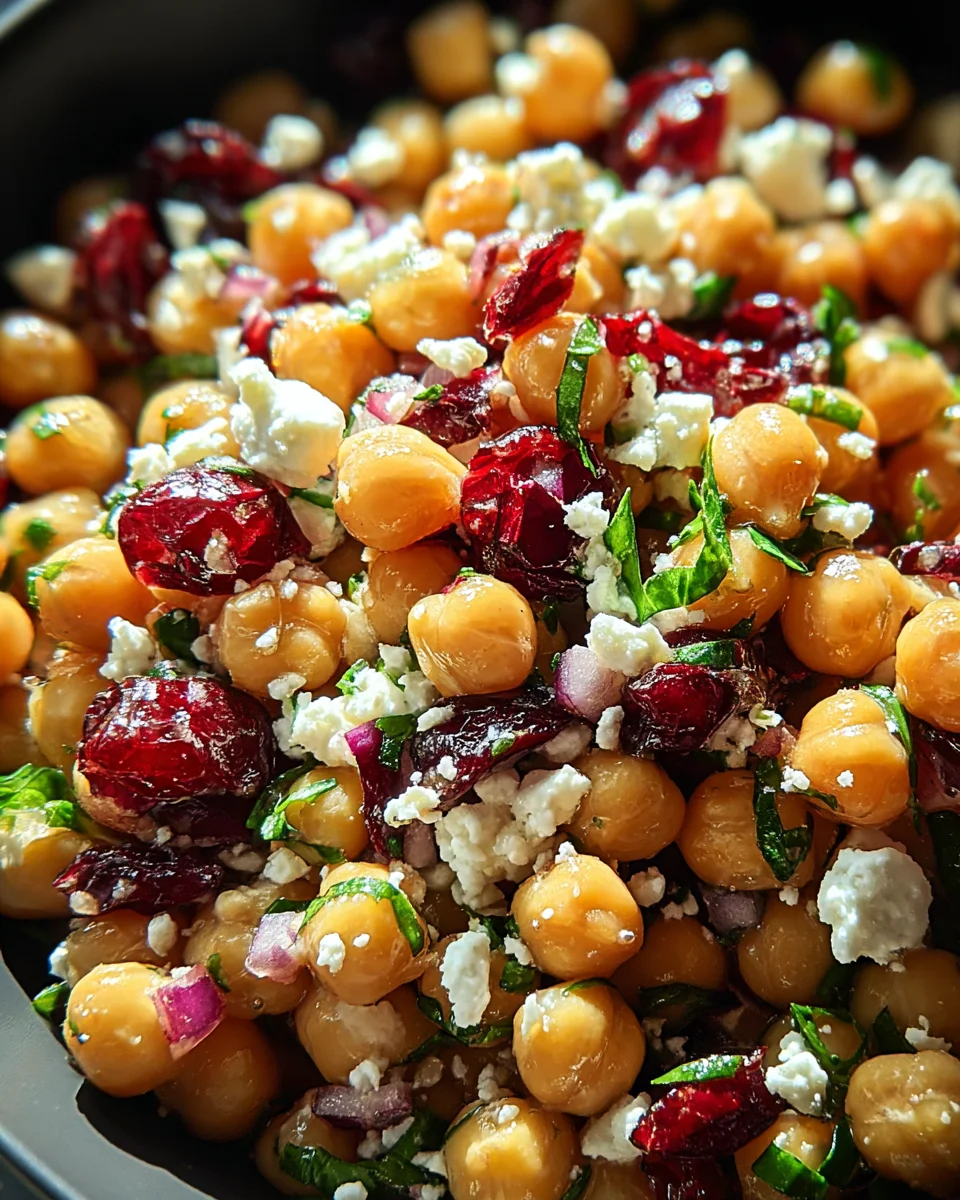 Feta & Cranberry Chickpeas with Lemon Vinaigrette