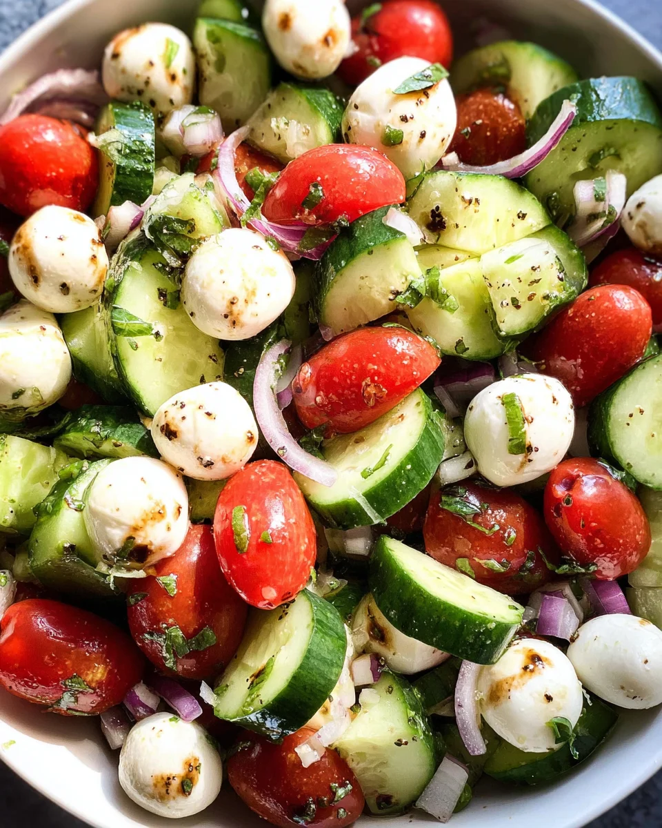 Fresh Cucumber Caprese Salad