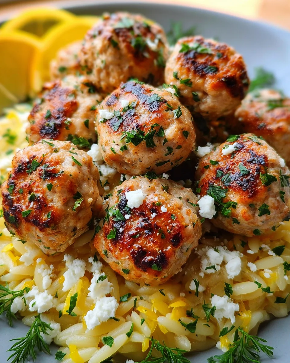 Greek Chicken Meatballs with Lemon Orzo 30 Greek
