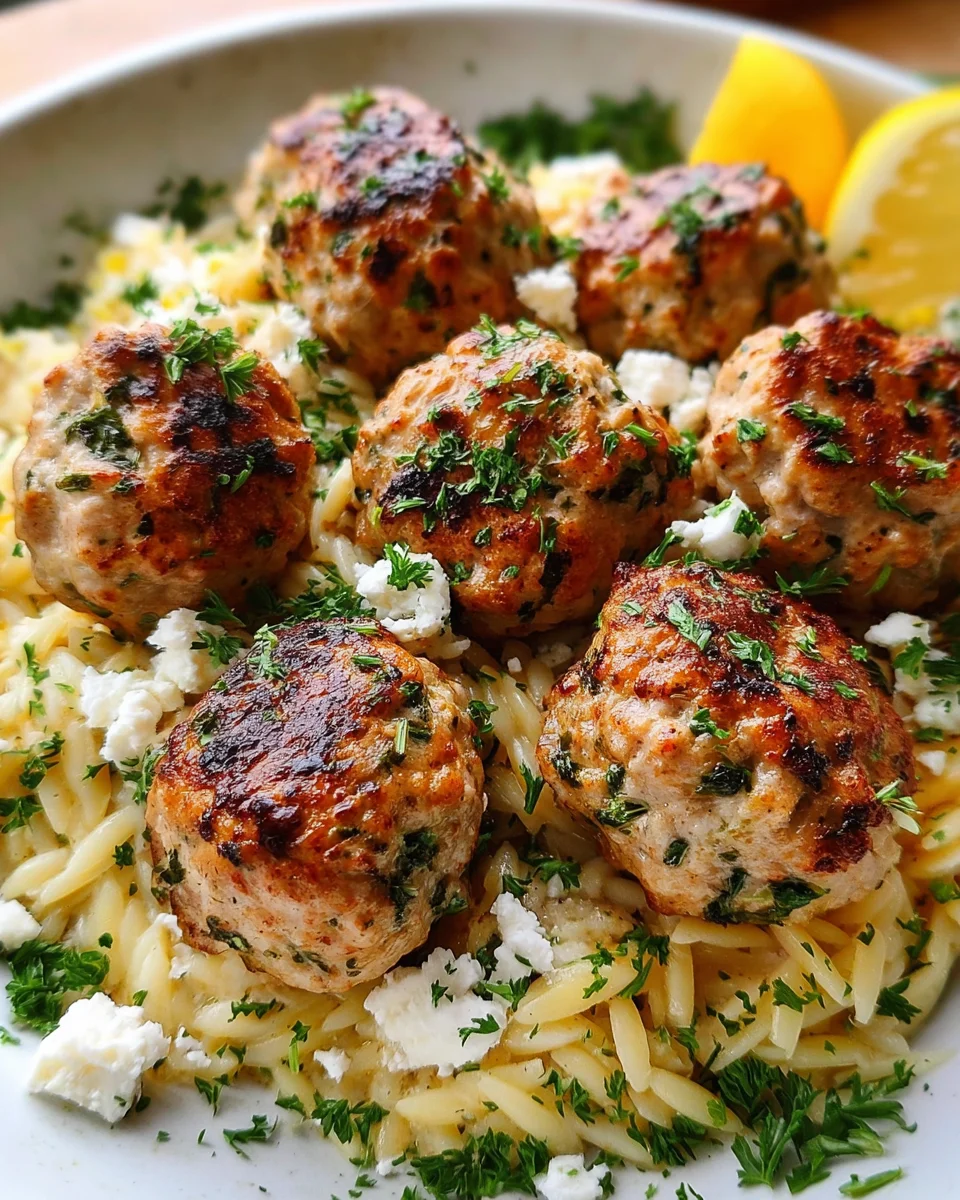 Greek Chicken Meatballs with Lemon Orzo 31 Greek