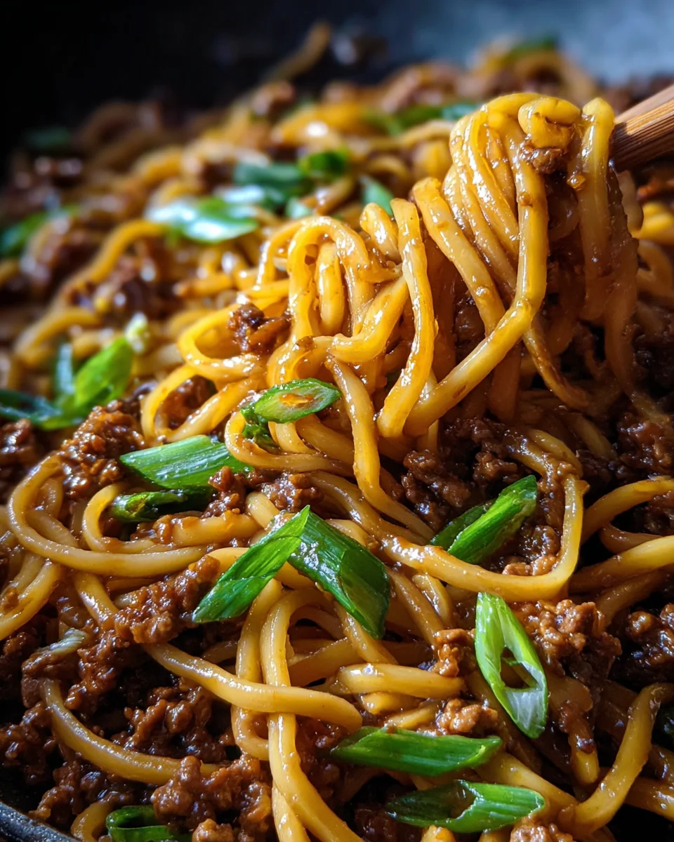 Ground Beef Mongolian Noodles