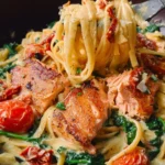 Healthy & Creamy Tuscan Salmon Pasta