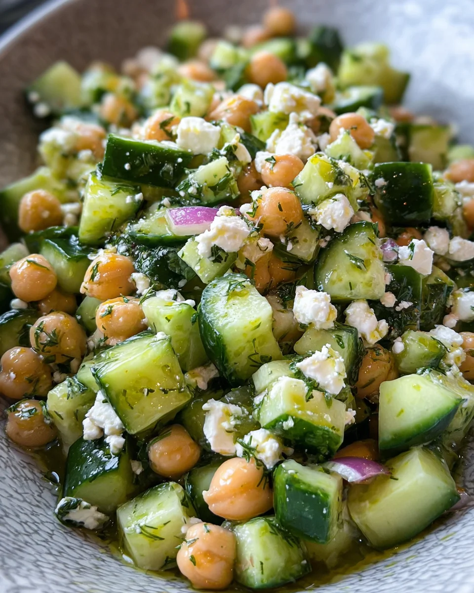 Herby Cucumber Salad with Feta and Chickpeas
