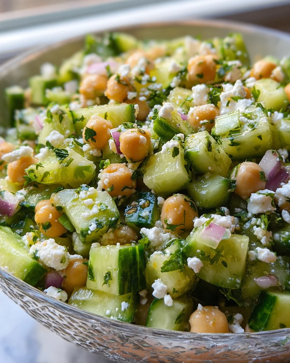 Herby Cucumber Salad with Feta and Chickpeas 19 Herby