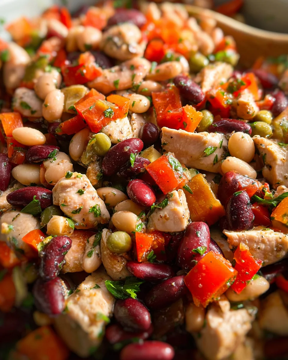 High-Protein Dense Bean Salad with Chicken