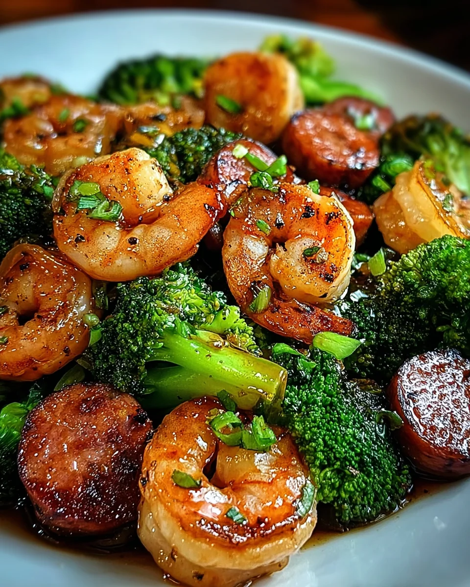 Honey Garlic Shrimp, Sausage, and Broccoli