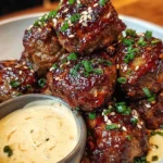 Korean BBQ Meatballs with Spicy Mayo Dip