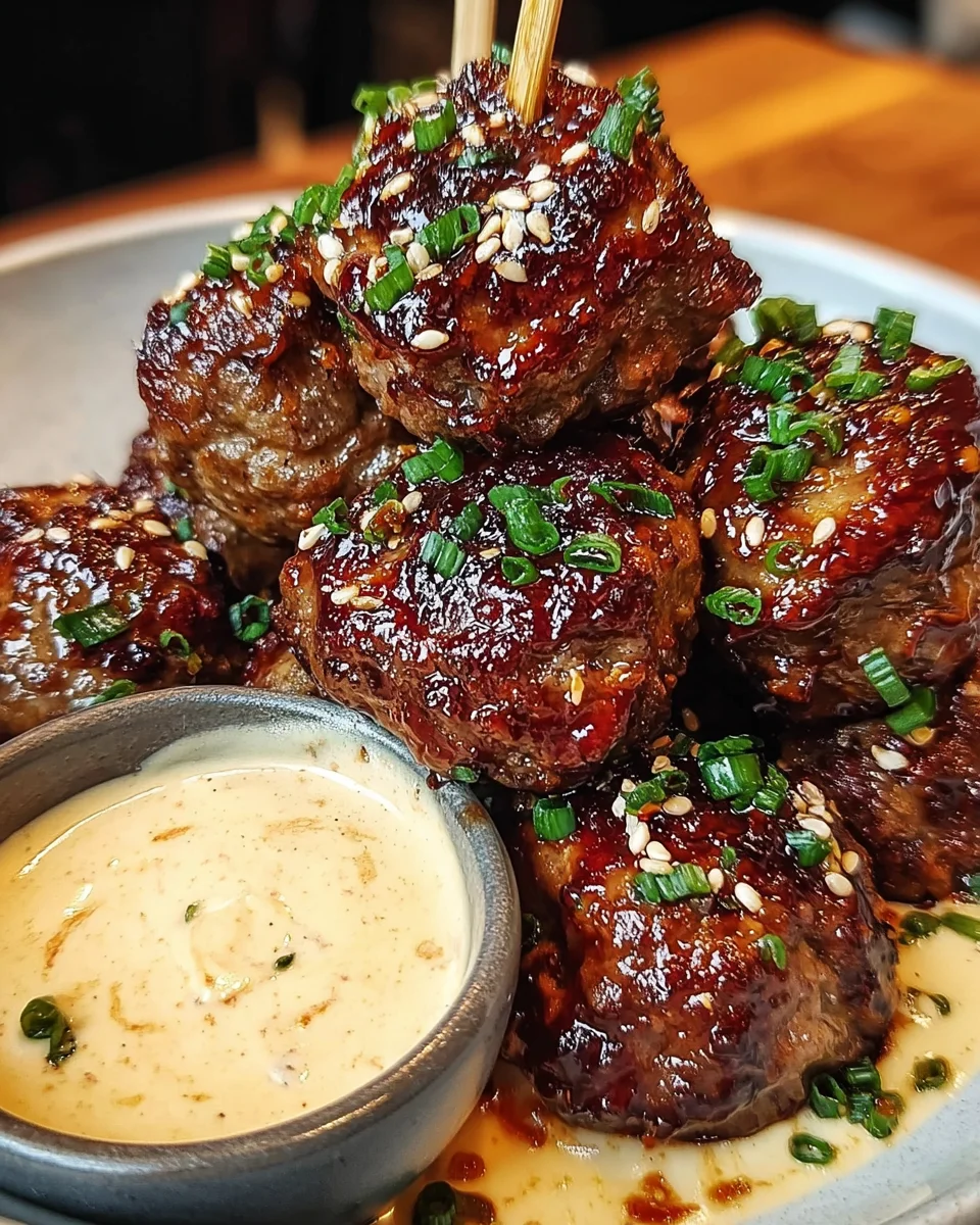 Korean BBQ Meatballs with Spicy Mayo Dip