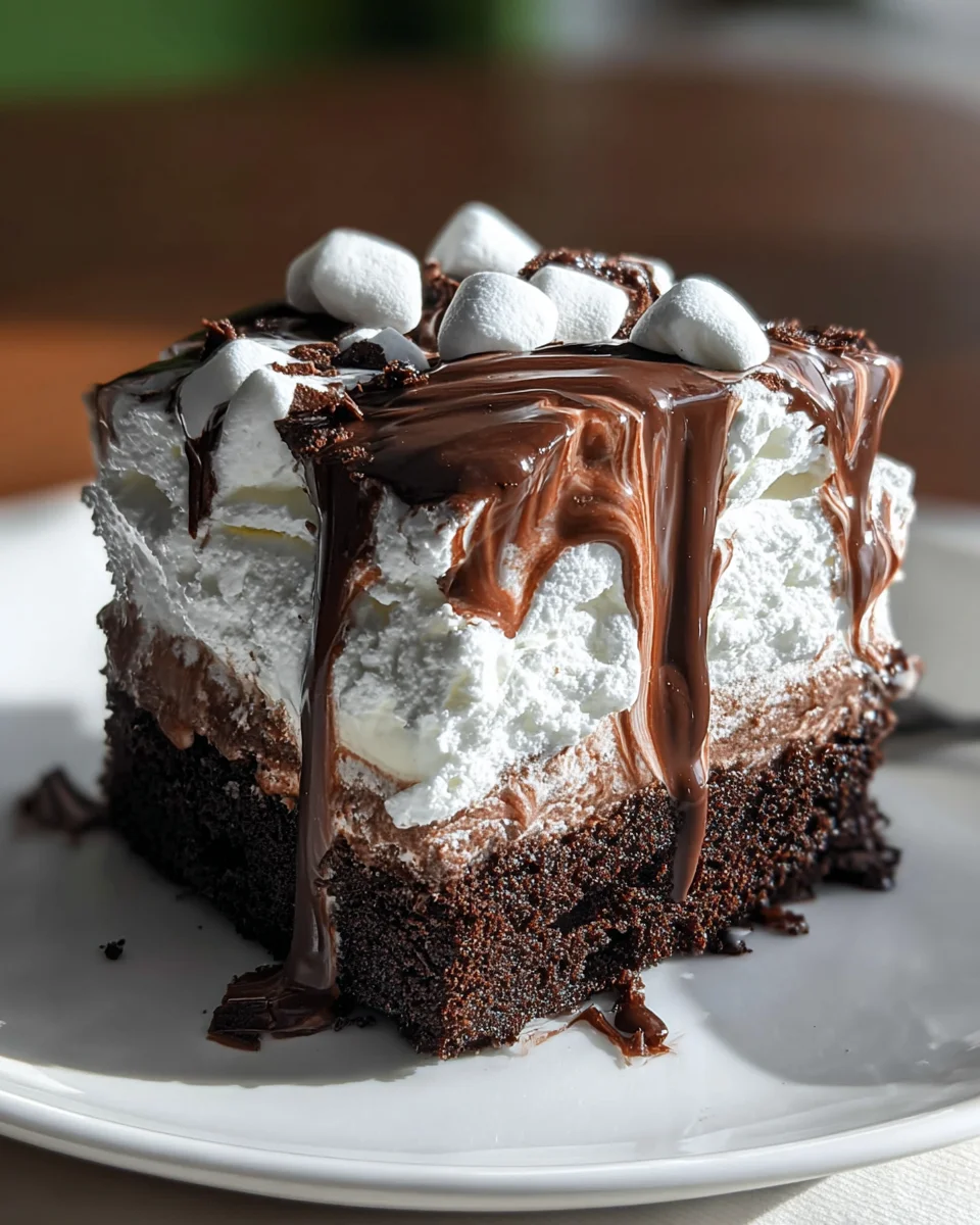Marshmallow Chocolate Poke Cake