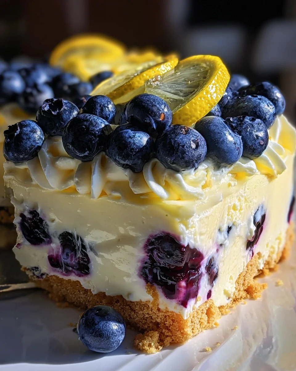 No-Bake Lemon dazzling Blueberry cream Cake