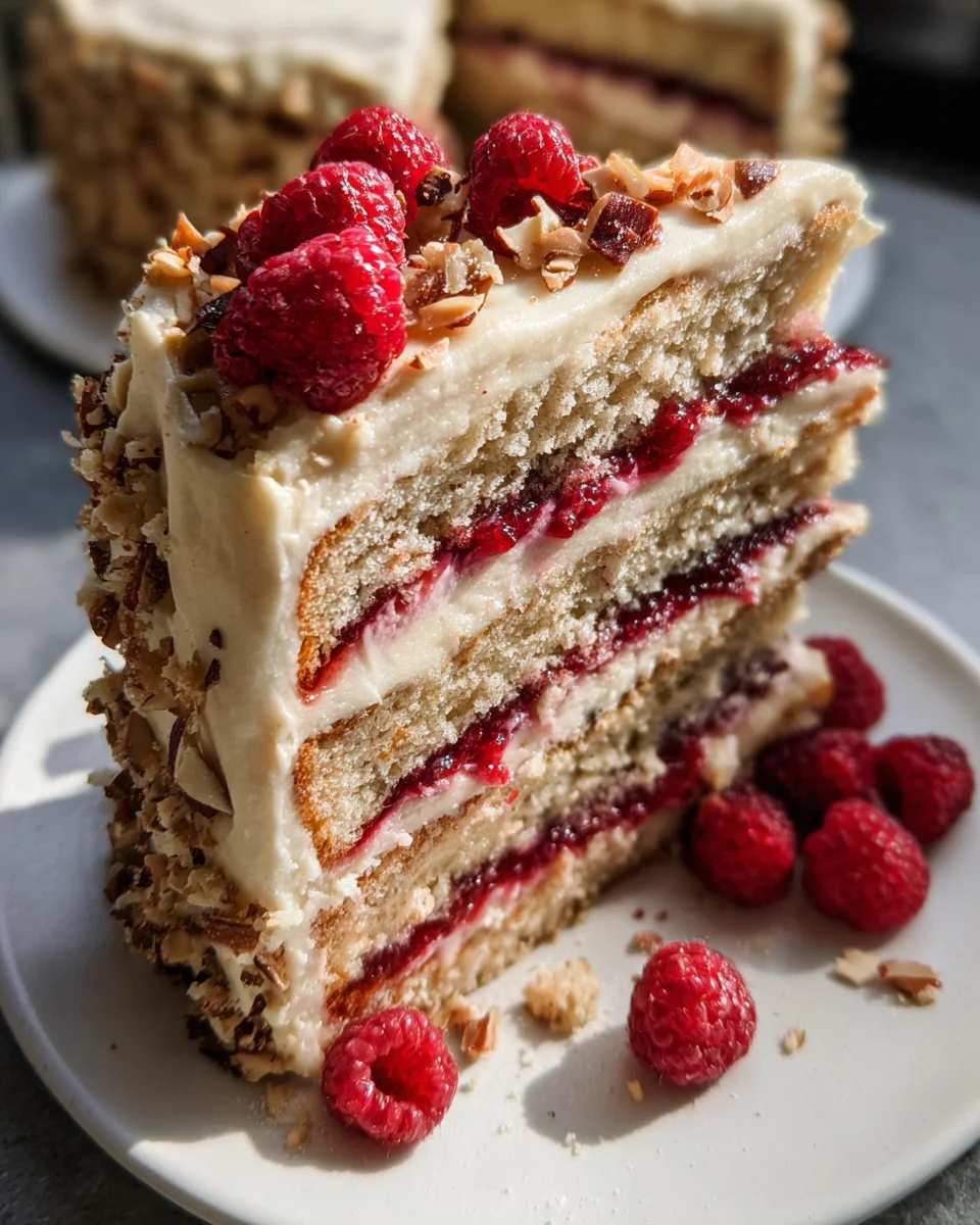 One Bowl Vegan Almond Raspberry Cake with Cream Cheese Frosting 21 One