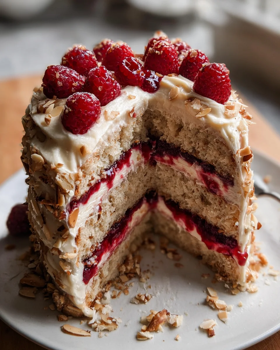 One Bowl Vegan Almond Raspberry Cake with Cream Cheese Frosting 22 One
