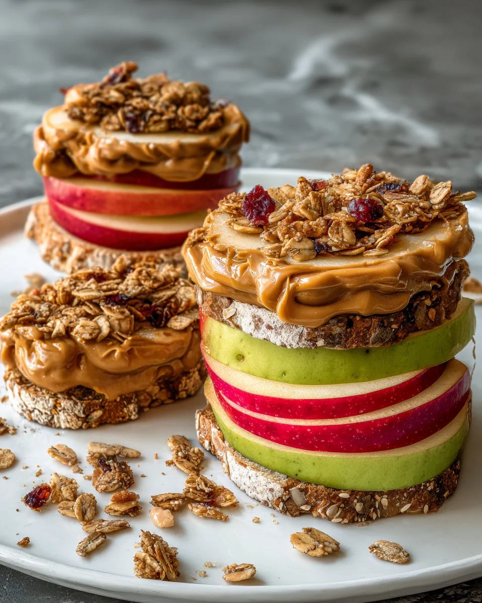 Peanut Butter Apple Sandwiches with Granola