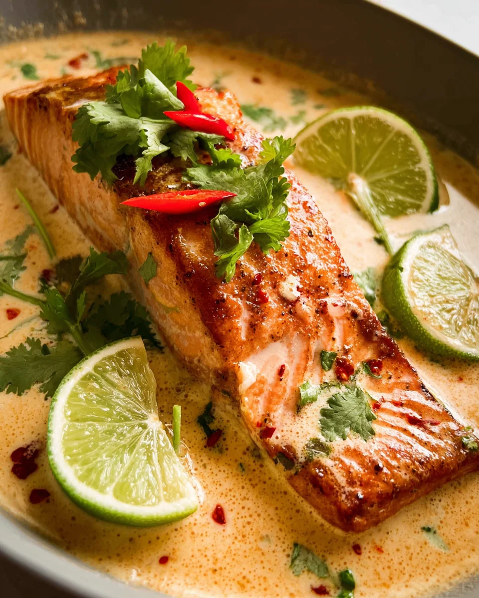 Poached Salmon in Coconut Lime Sauce