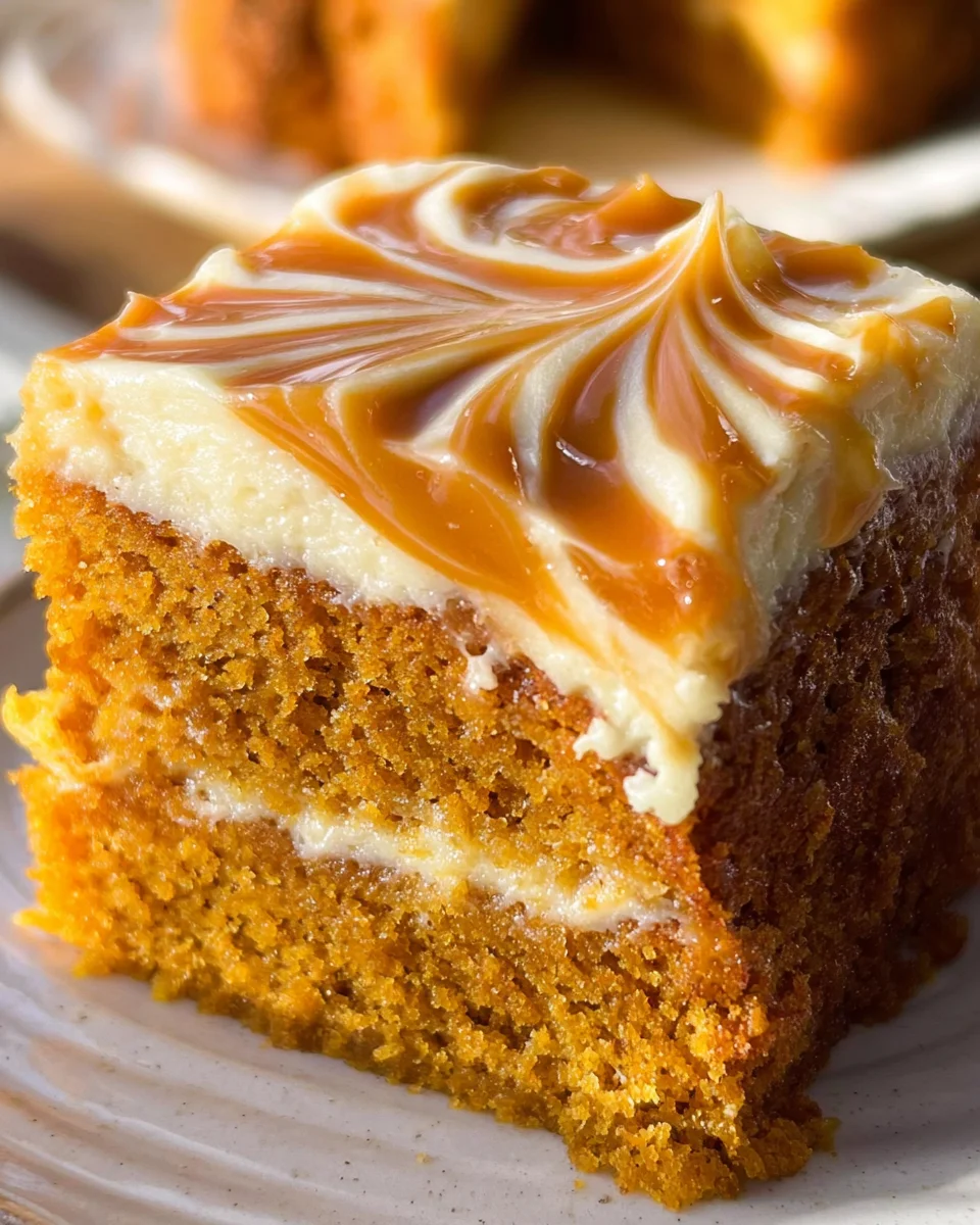 Pumpkin Cake with Caramel Cream Cheese Frosting