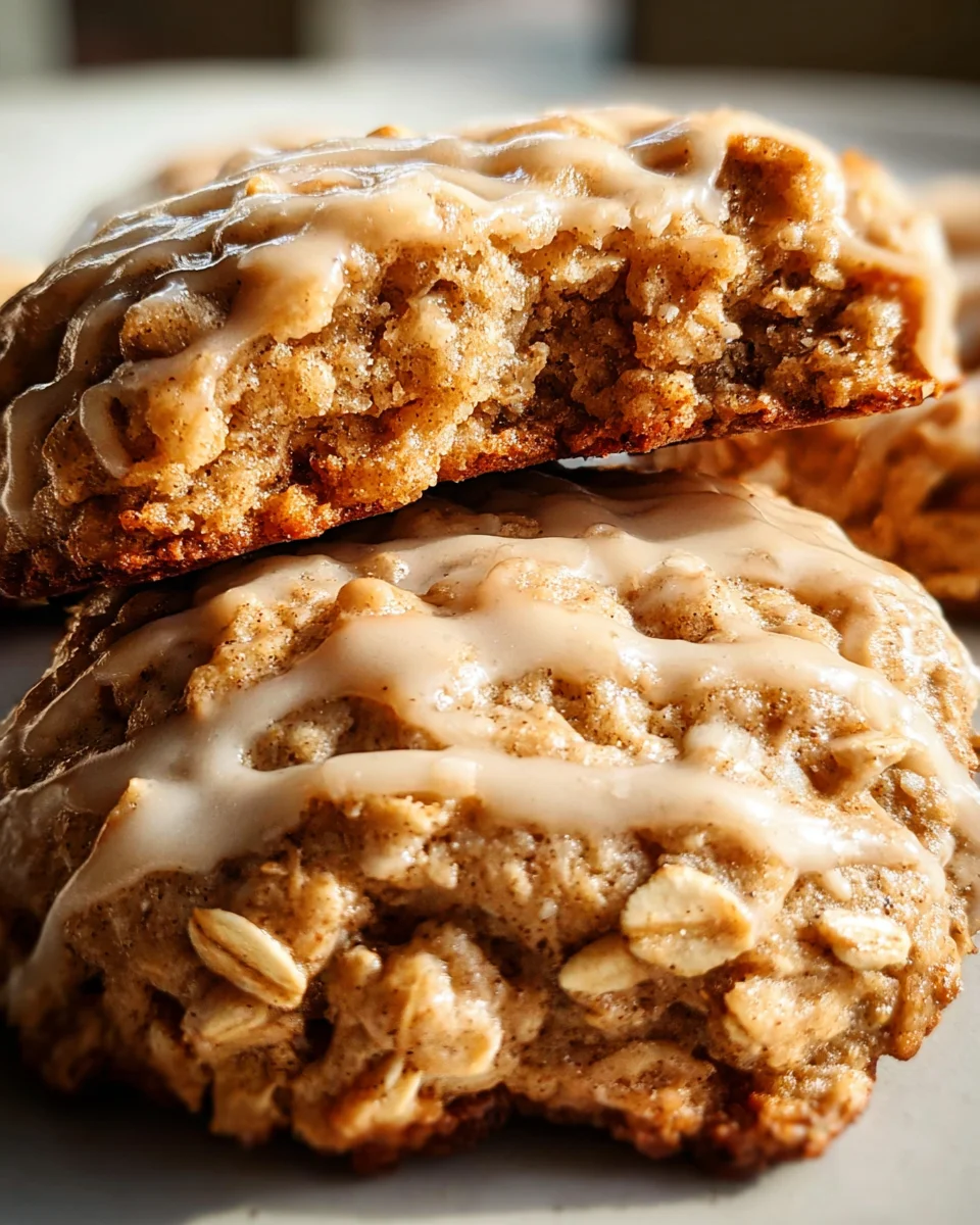 Seriously Thick & Chewy Chai Oatmeal Cookies with Maple Glaze