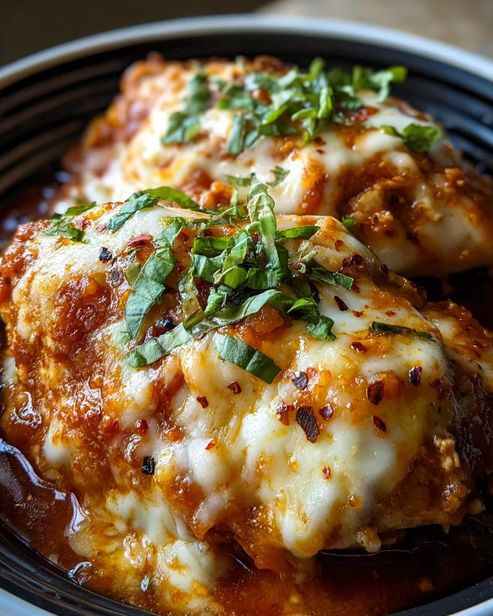Slow Cooker Cheesy Mozzarella Chicken