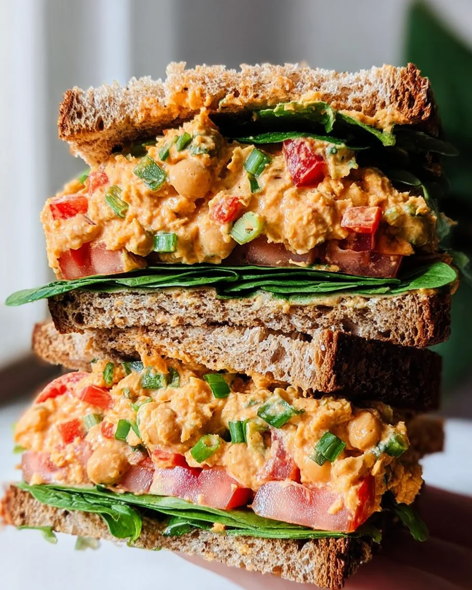 Vegan Buffalo Chickpea Salad Sandwich