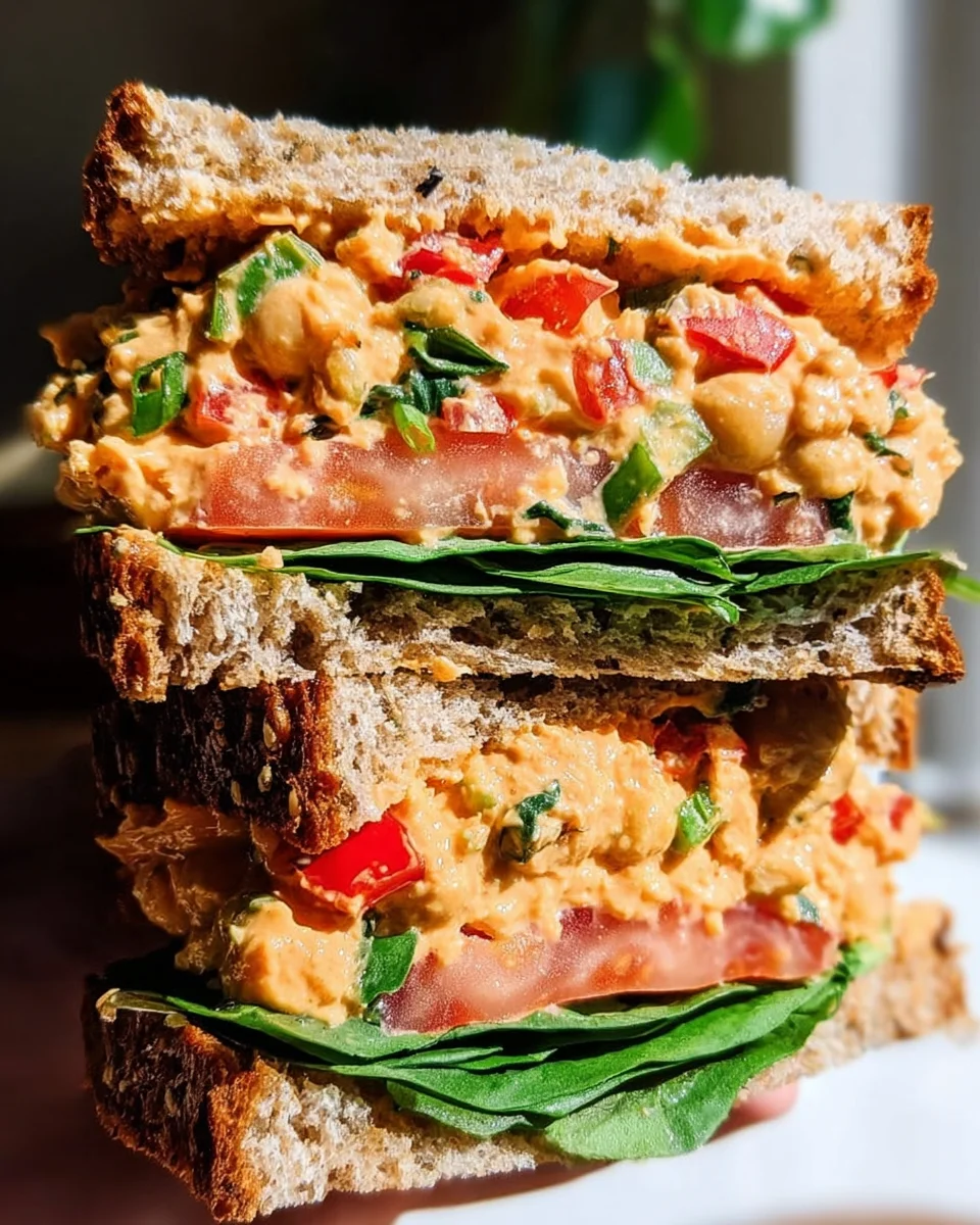 Vegan Buffalo Chickpea Salad Sandwich 16 Vegan