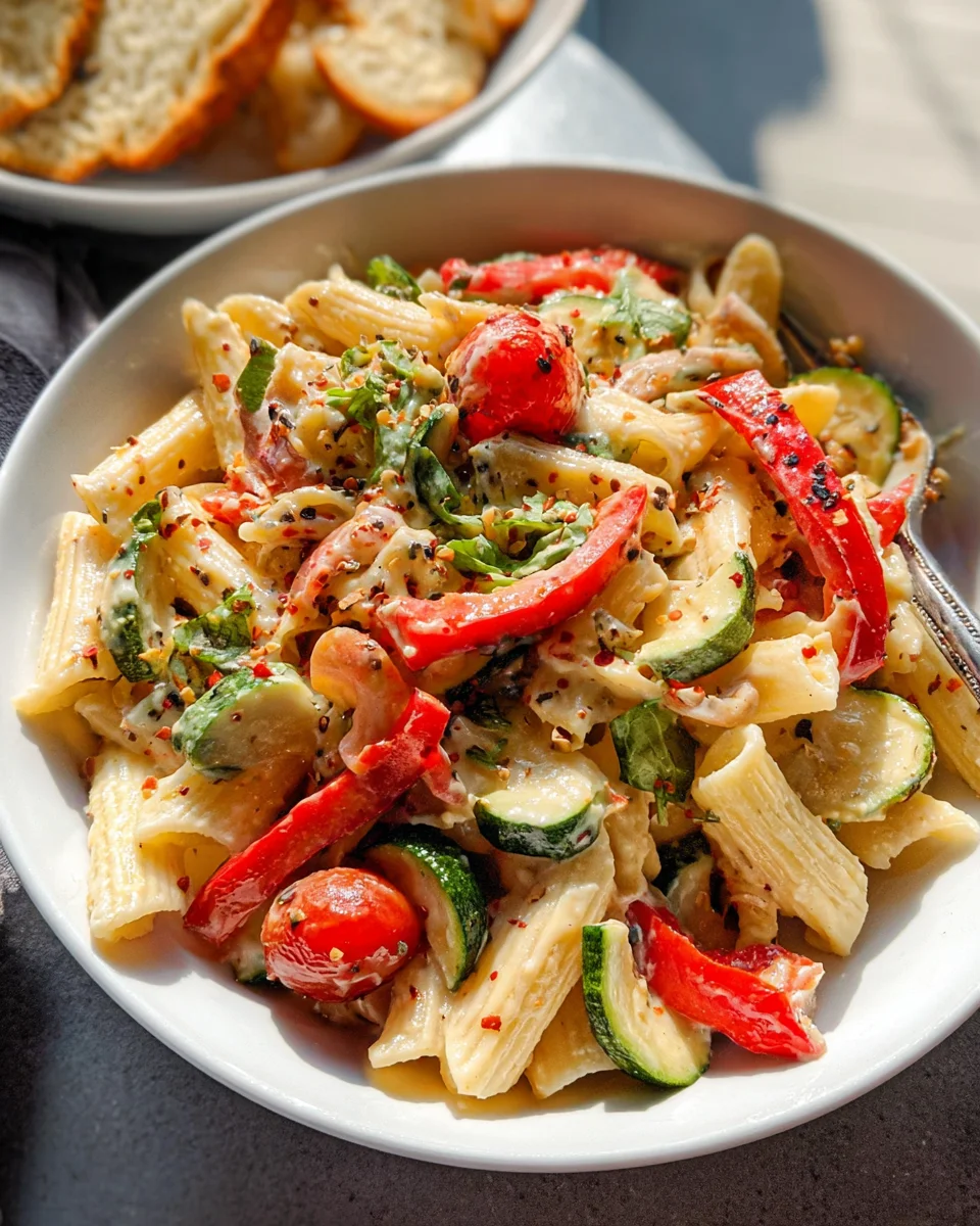 Vegan Pasta Primavera with Creamy Garlic Cashew Sauce