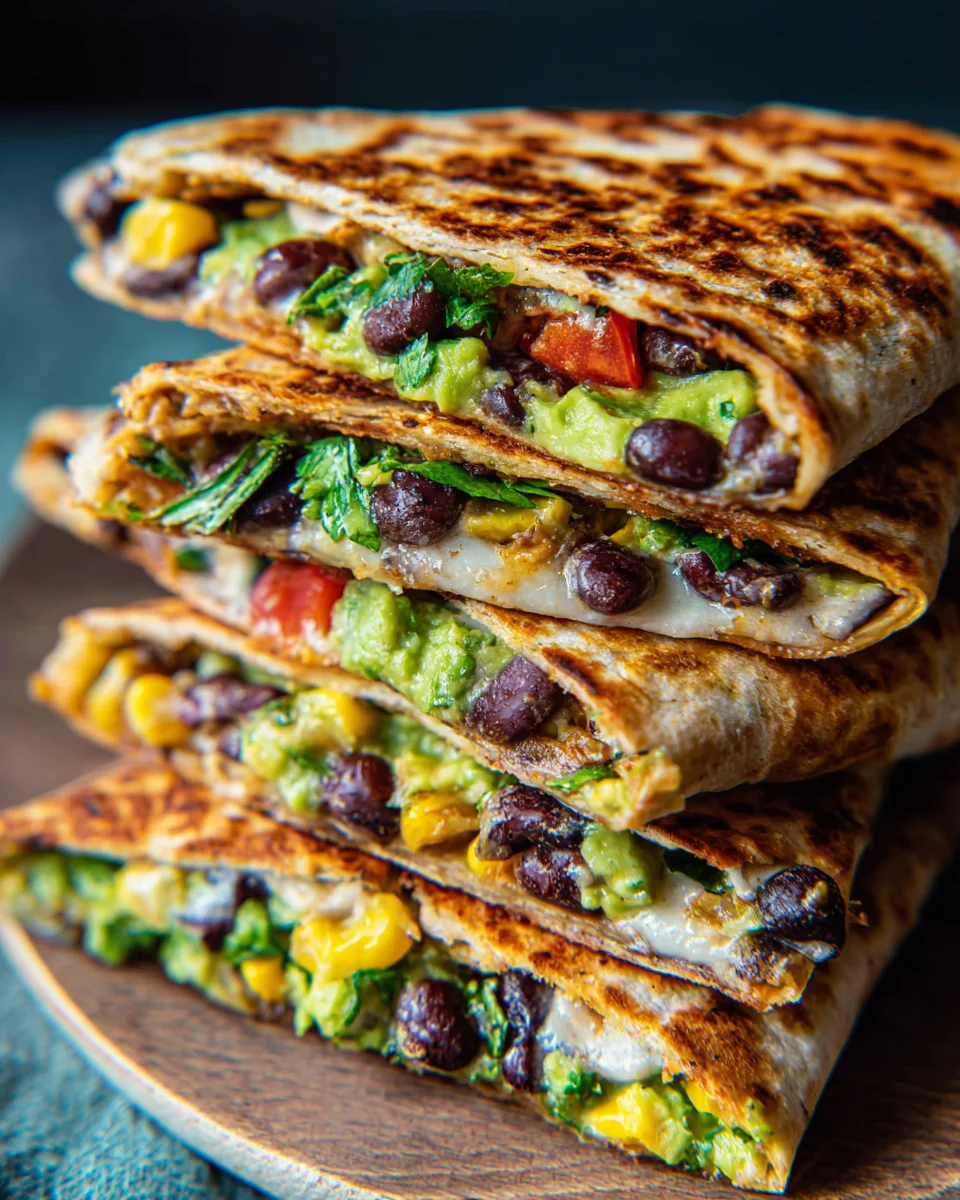 Vegan Quesadillas with Black Beans and Avocado