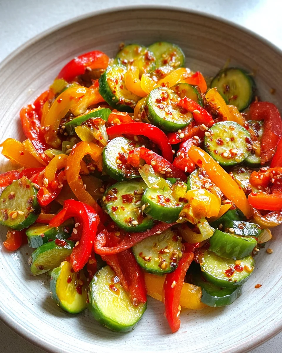 Viral TikTok Cucumber & Bell Pepper Salad